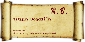 Mityin Bogdán névjegykártya